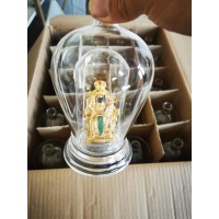 雙層內(nèi)置財(cái)神造型玻璃工藝酒瓶內(nèi)置金色財(cái)神絨沙金玻璃白酒瓶