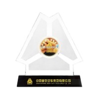 單位職工退休紀(jì)念功勛人物獎杯公司上市紀(jì)念盤擺件水晶鑲嵌金銀幣