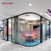 杭州斯蒂恩辦公室全景弧形玻璃隔斷-高透全景玻璃，時尚簡約